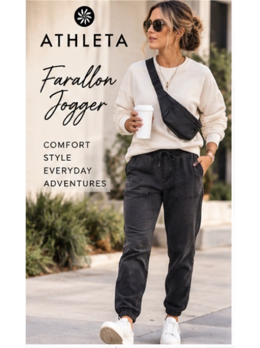 Athleta Farallon Jogger Pants Medium Faded Black Utility Drawstring